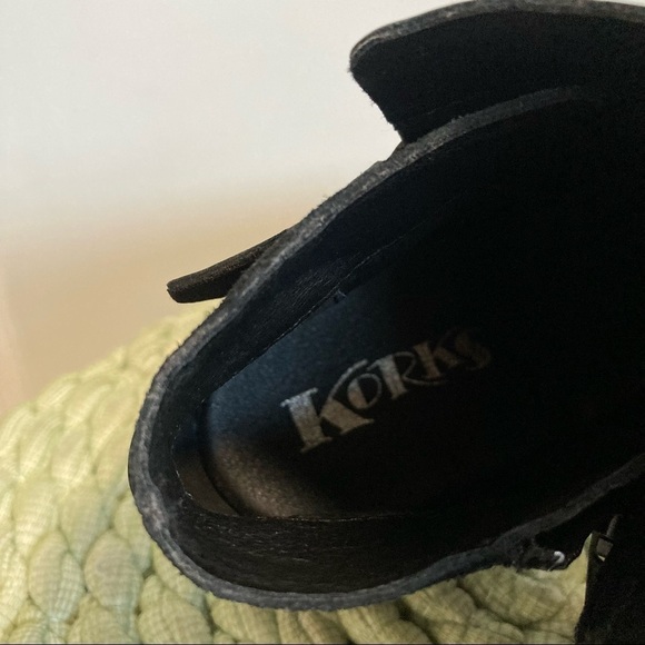Kork-Ease Korks Sonya Black Matte Leather/Suede Buckle Ankle Boots/Booties - Picture 10 of 10